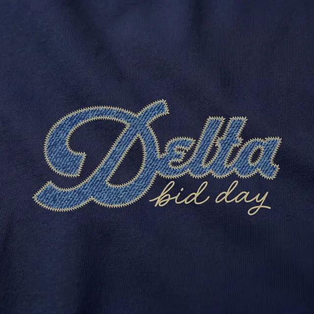 Delta Delta Delta Denim Script Bid Day Sweater