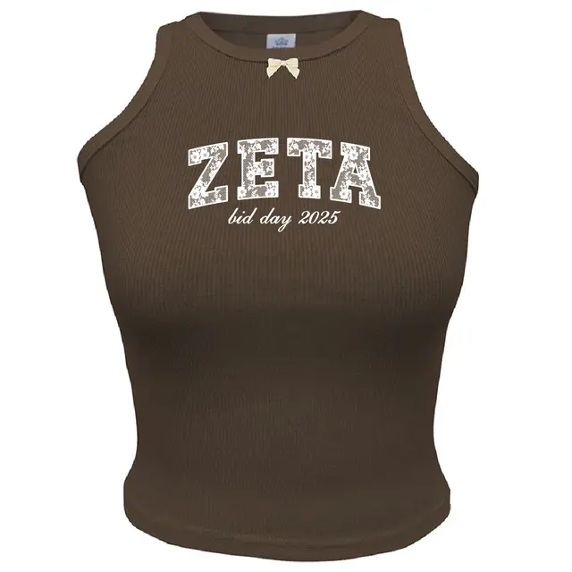 Zeta Tau Alpha Floral Block Letters Rush & Bid Tank 2