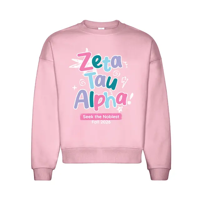 Zeta Tau Alpha Colorful Hand Drawn Lettering Rush Sweater 2