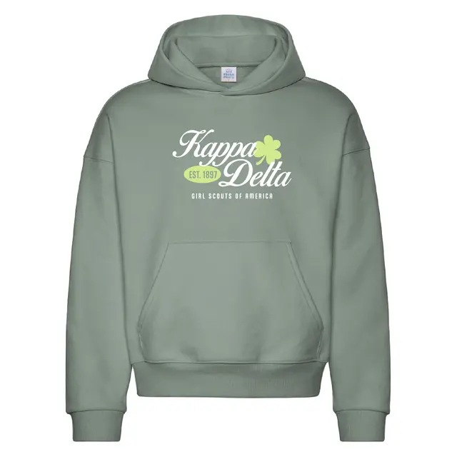 Kappa Delta Script Text with Clover Philanthropy Hoodie 2