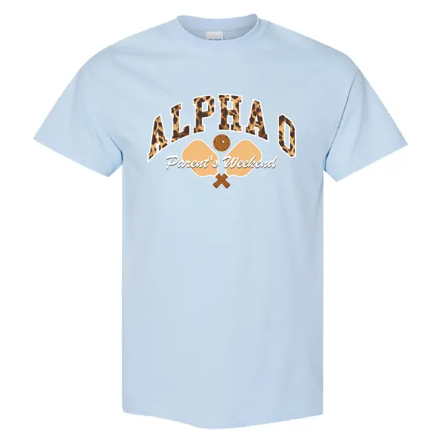 Alpha Omicron Pi Leopard Print and Pickleball Paddles Parent's Weekend Shirt 2