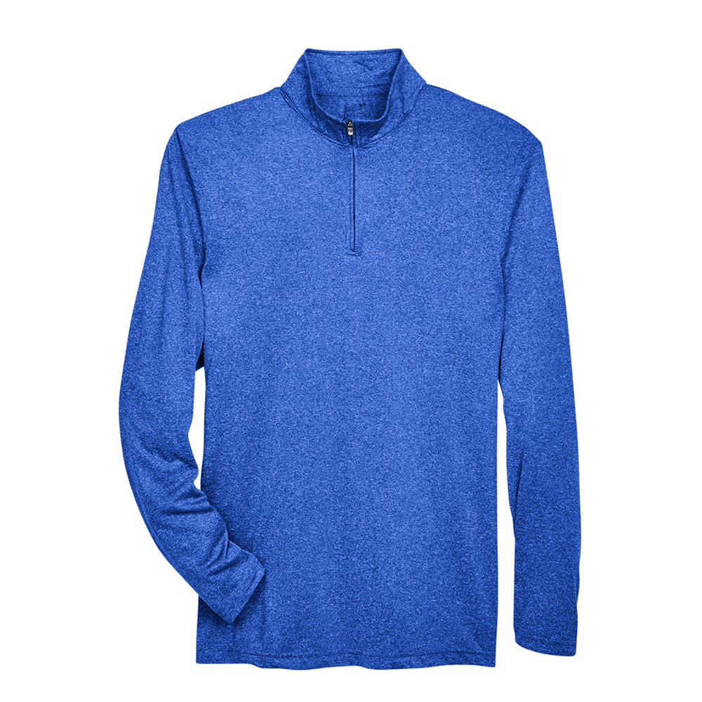 UltraClub Men's Cool & Dry Heathered Performance Quarter-Zip