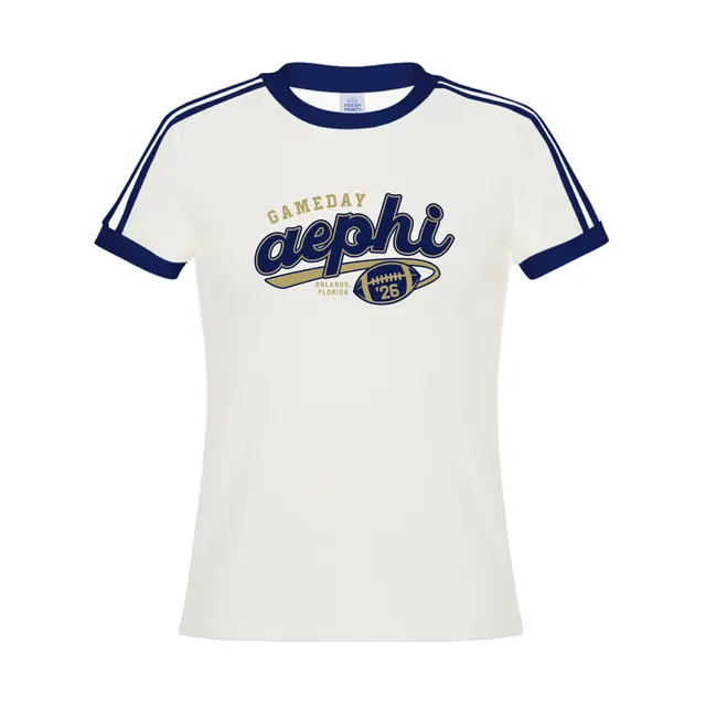 Alpha Epsilon Phi Script Lettering Football Game Day Shirt 2