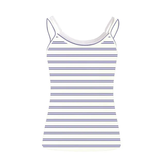 Fresh Prints  Bailey Layered Tank Cream Purple Lavender Stripes mto Front