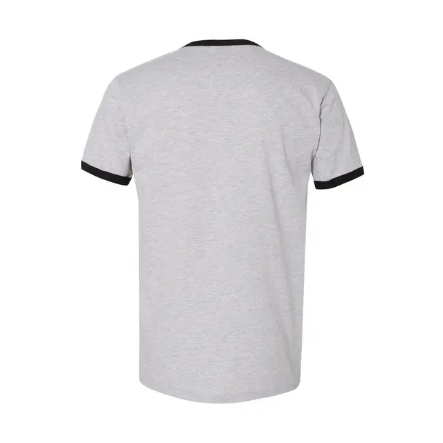 Customizable Next Level Unisex Fine Jersey Ringer 3604 Heather Grey With Black Back