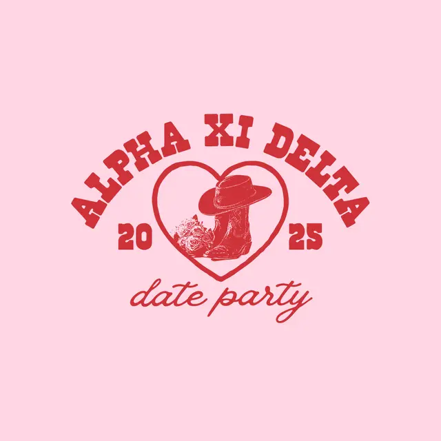 Alpha Xi Delta Heart and Boots Date Party Hoodie