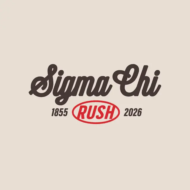 Sigma Chi Script Text with Red Oval Rush Shirt