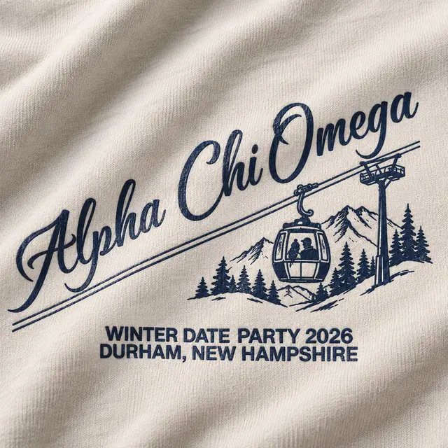Alpha Chi Omega Cable Car Mountain Illustration Date Party Sweater