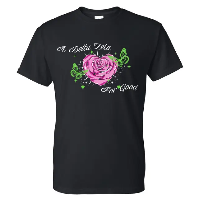 Delta Zeta Pink Rose and Butterfly Philanthropy Shirt 2