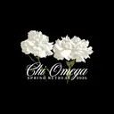 Chi Omega White Carnation and Script Spring Retreat Tank