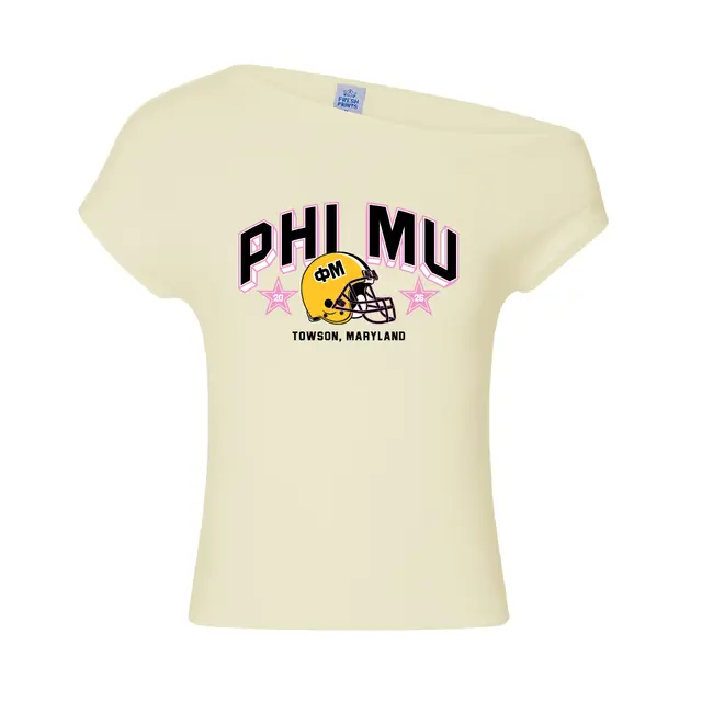 Phi Mu Bold Lettering Football Graphic PR Shirt 2