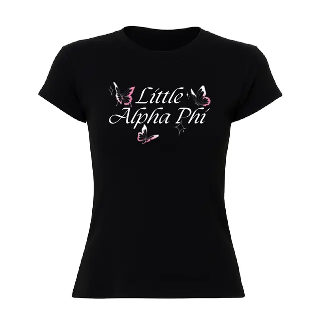 Alpha Phi Butterfly Text Big Little Reveal Shirt 2