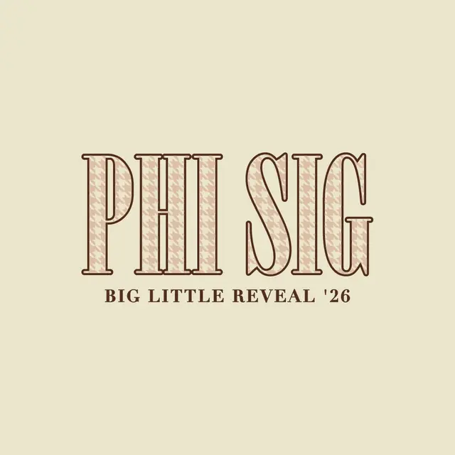 Phi Sigma Sigma Houndstooth Text Big Little Reveal Shirt