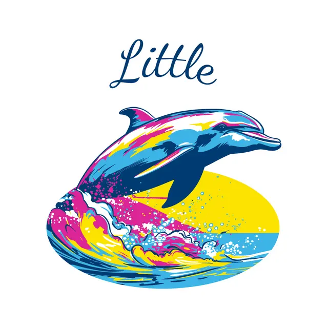 Dolphin Splash with Script Text Big Little Reveal Tank