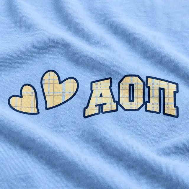 Alpha Omicron Pi Plaid Lettering Hearts PR Sweatpants