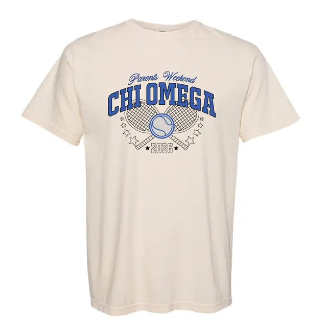 Chi Omega Tennis Racket and Stars Parents Weekend Shirt 2