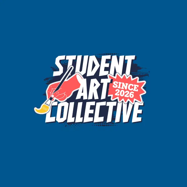 Student Art Collective Bold Texts Hand Brush Illustration PR Hoodie