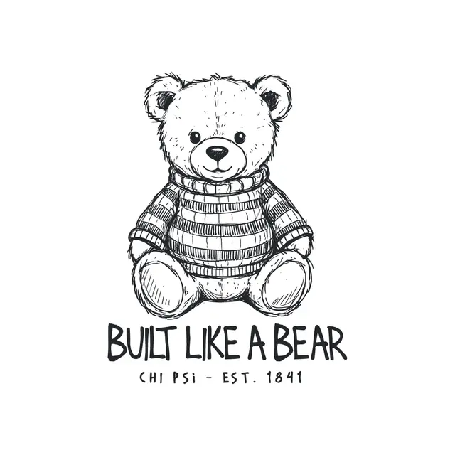 Chi Psi Teddy Bear Illustration PR Hoodie