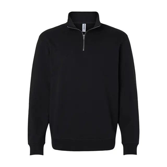 Independent Trading Co. Unisex Midweight Quarter-Zip Pullover Black Front