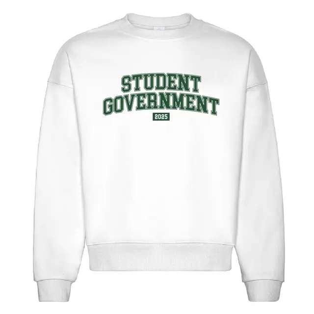 Student Government Bold Green Lettering PR Crewneck 2
