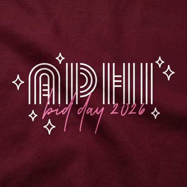 Alpha Phi Striped Lettering Bid Day Shirt