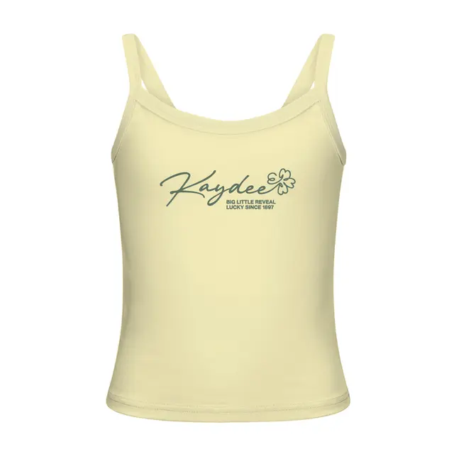 Kappa Delta Script Text with Shamrock Big Little Reveal Tank 2