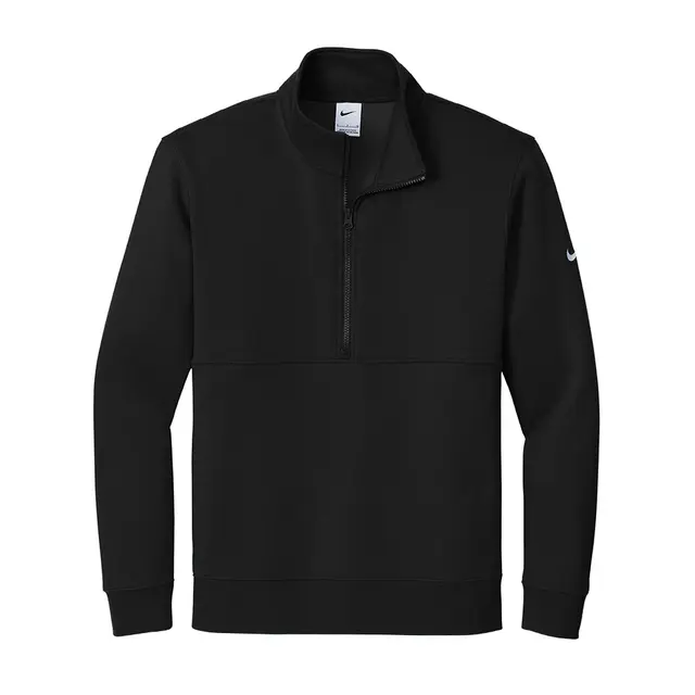 Club Fleece Sleeve Swoosh 1/2-Zip Black Front