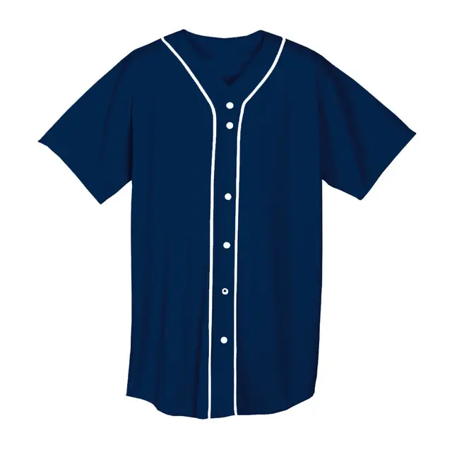 Customizable A4 Youth Short Sleeve Full Button Baseball Jersey nb4184 Navy Front