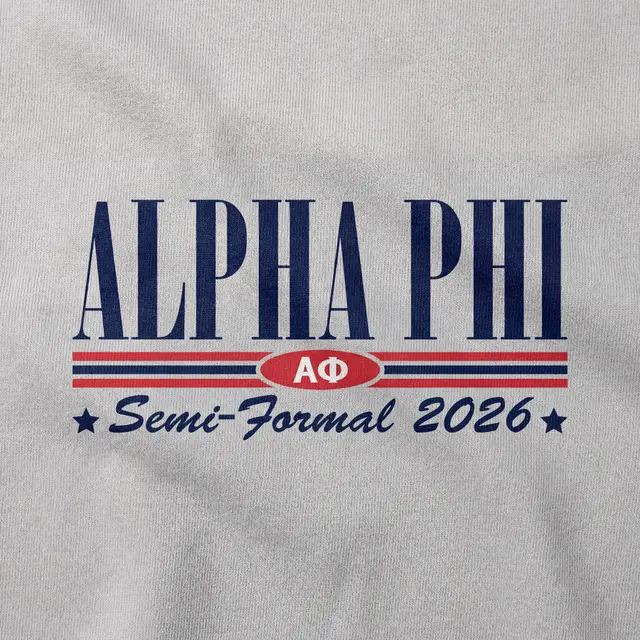 Alpha Phi Outlined Text Stars Semi Formal Hoodie