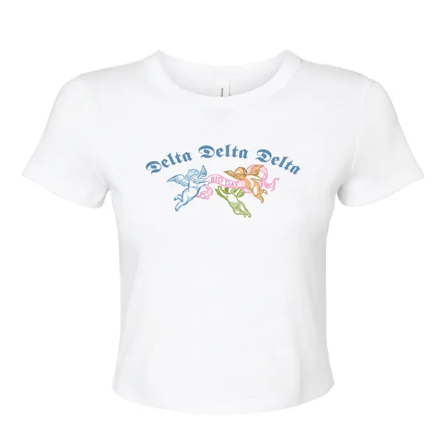 Delta Delta Delta Cherub Illustrations with Script Bid Day Shirt 2