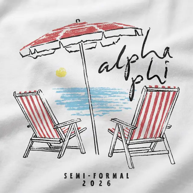 Alpha Phi Beach Chairs with Umbrella Semi-Formal Tank