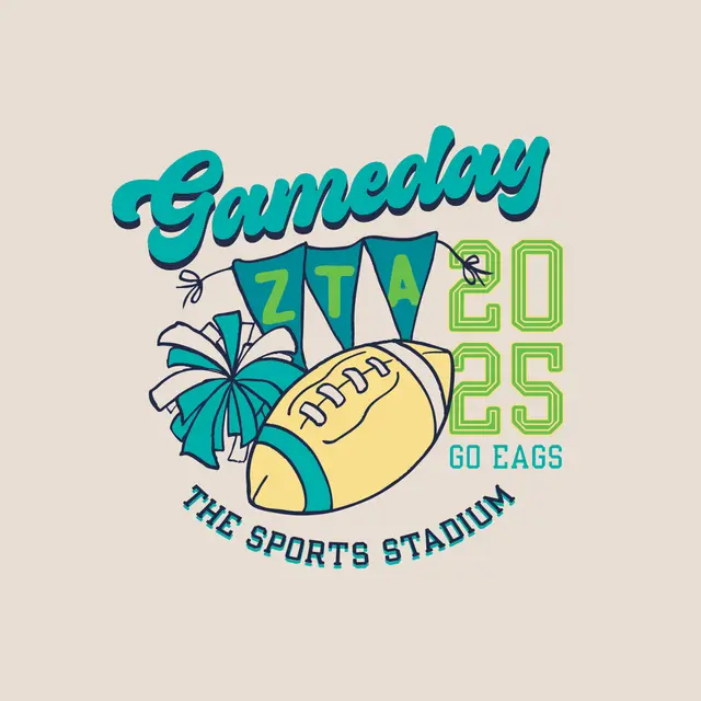 Zeta Tau Alpha Playful Football Game Day Shirt