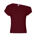 Off Shoulder Shirt Burgundy Front