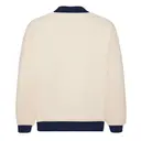 Fresh Prints FP123 Denver Heavyweight Color Block Mock Neck Buttermilk Navy mto Back