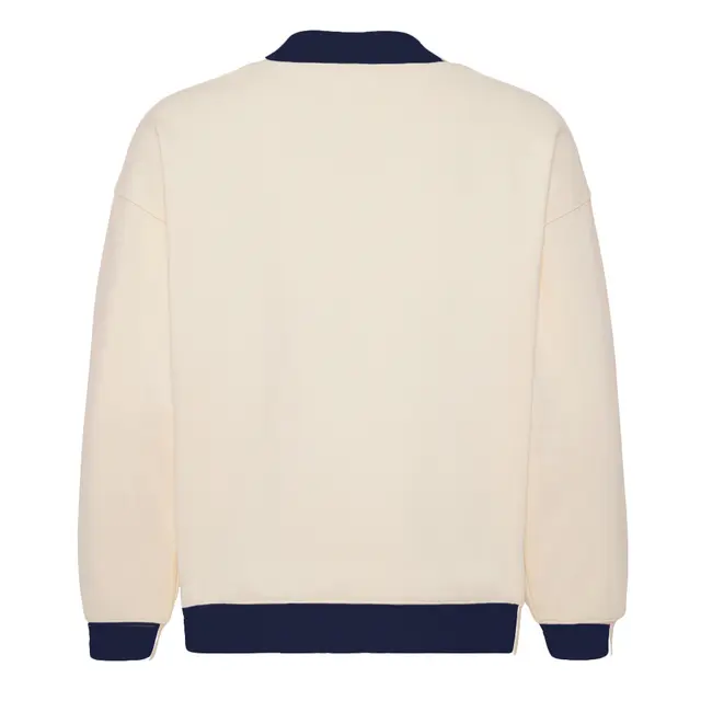 Fresh Prints FP123 Denver Heavyweight Color Block Mock Neck Buttermilk Navy mto Back