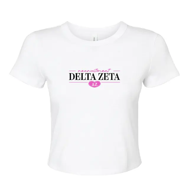 Delta Zeta Pink Heart Text Recruitment Shirt 2