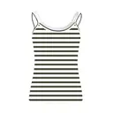 Fresh Prints  Bailey Layered Tank Cream Black Khaki Stripes mto Front