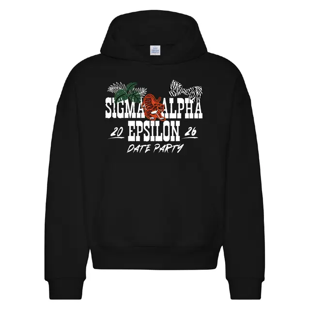 Sigma Alpha Epsilon Tiger and Zebra Bow Date Party Hoodie 2