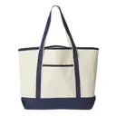 OAD Promotional Heavyweight Large Beach Tote Natural Navy Front