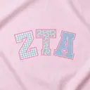 Zeta Tau Alpha Fabric Pattern Block Text Patches Typography PR Crop Top