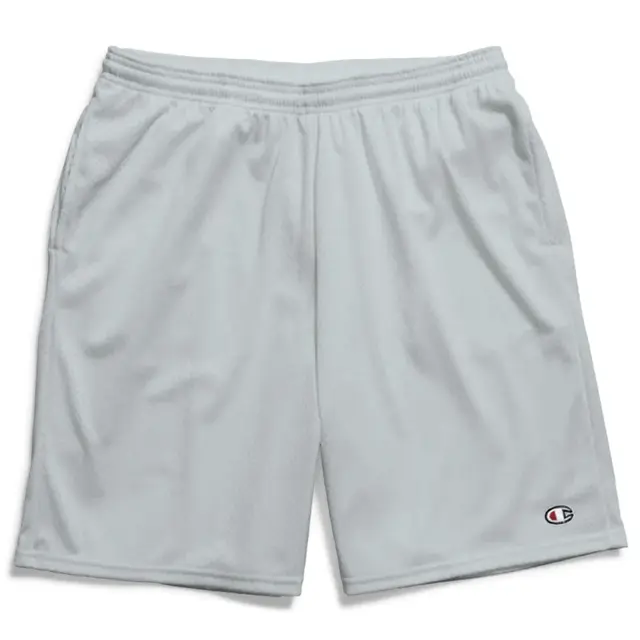 Customizable Champion Long Mesh Shorts With Pockets 81622 Athletic Grey Front