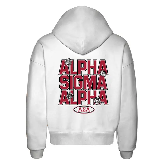 Alpha Sigma Alpha Bold Lettering with Daisies PR Hoodie 2