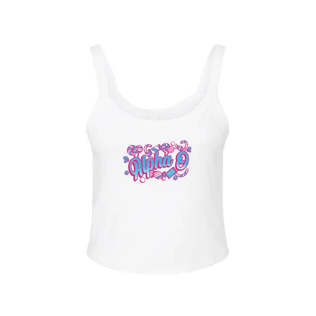 Alpha Omicron Pi Candy Text PR Tank 2
