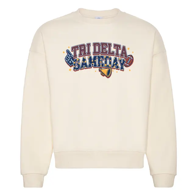 Varsity Sports Graphic with Stars Game Day Sweater Design for Delta Delta Delta