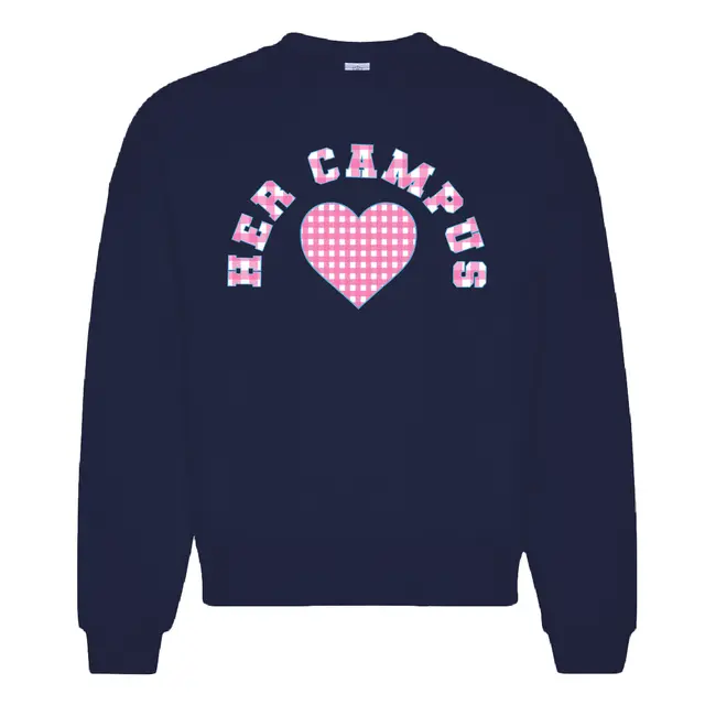 Her Campus Checker Pattern Heart PR Crewneck 2