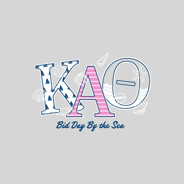 Kappa Alpha Theta Sea Patterned Text with Doodle Bid Day Sweater