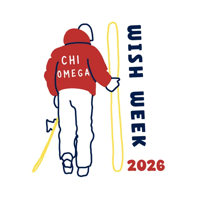 Chi Omega Skier Illustration Wish Week Shirt