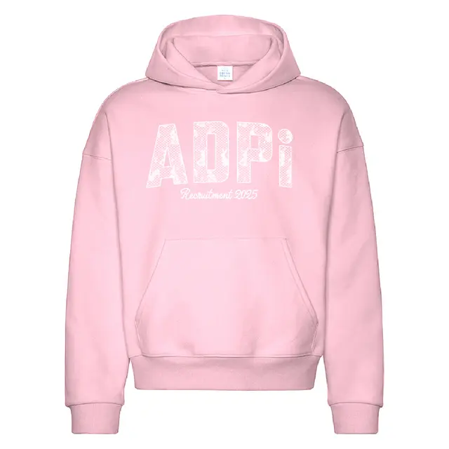 Alpha Delta Pi Lace Pattern Text Rush Hoodie 2