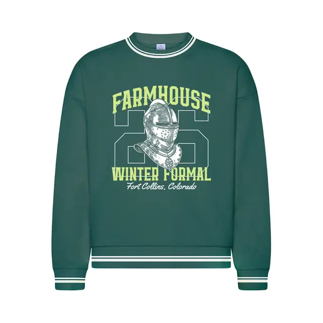 FarmHouse Knight Helmet Block Lettering Winter Formal Crewneck 2