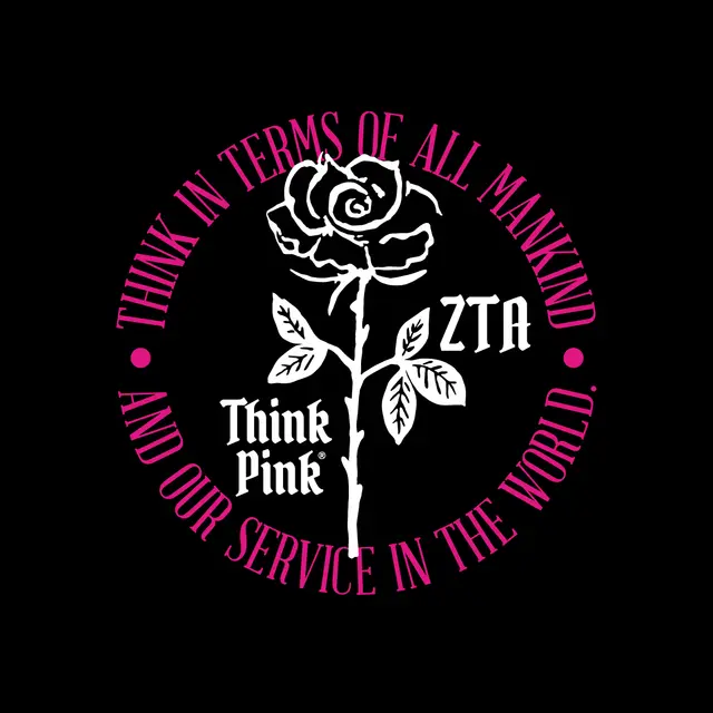 Zeta Tau Alpha Pink Rose Circle Philanthropy Shirt